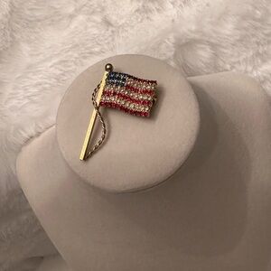 Elegant Gold and Red Flag Brooch
